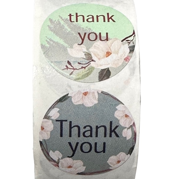 W2 Stickers 1" Thank You 500ct Green Floral 8 Designs Labels - Picture 6 of 7